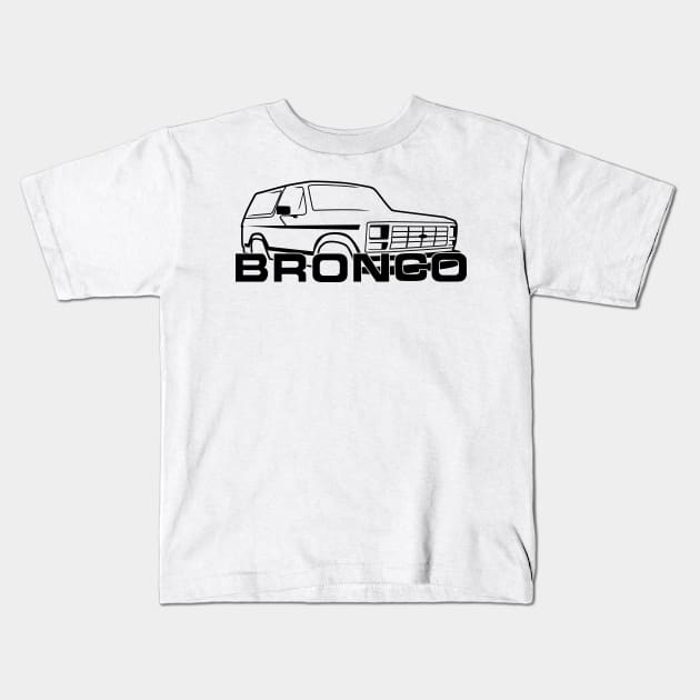 1980-1986 Ford Bronco New Logo Black Kids T-Shirt by The OBS Apparel